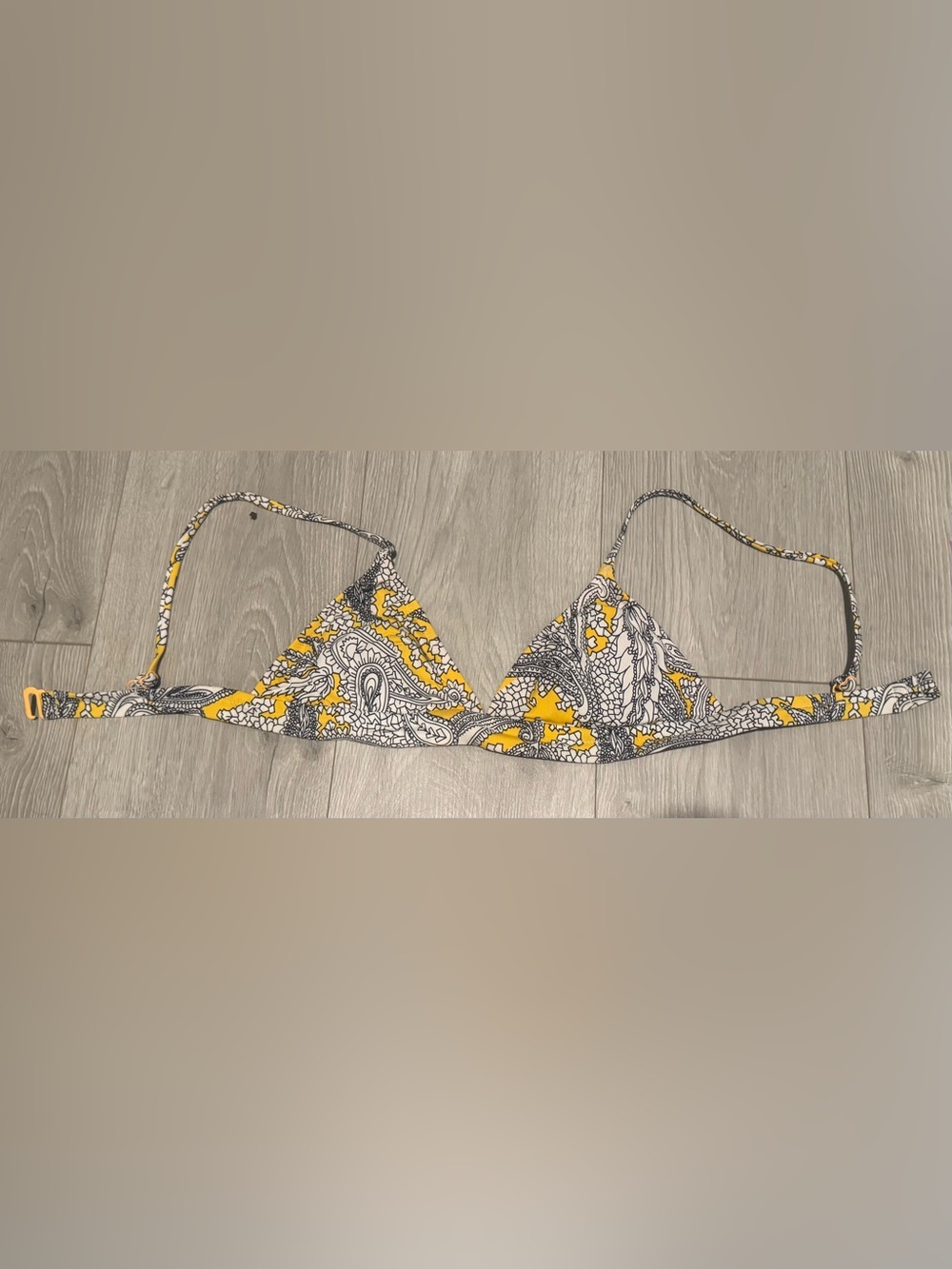 Jcrew Paisley Print Triangle Bikini Top in White and Yellow Small